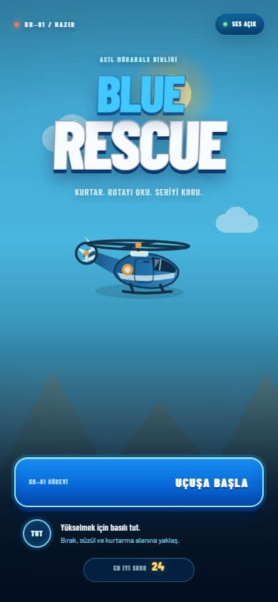 Blue Rescue güncel ana menüsü
